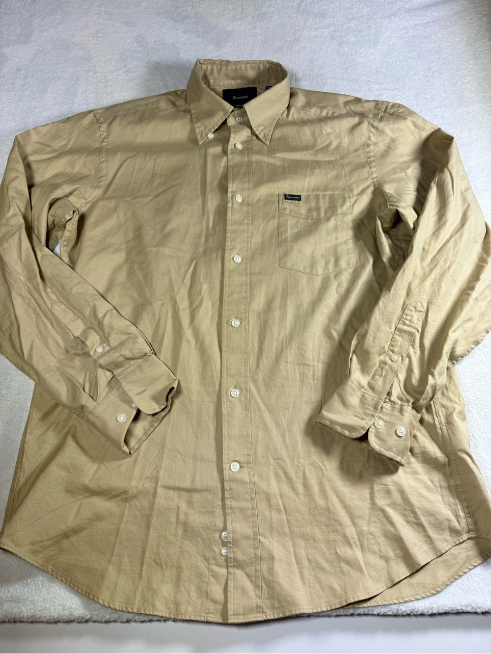 Faconnable Men's Beige Button-Down Oxford Shirt